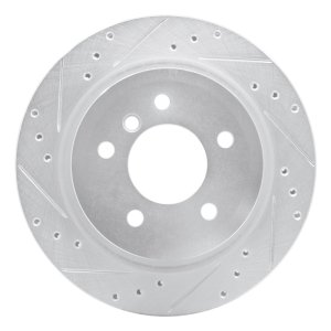 BMW Z4 Brake Rotor (1) - Rear Left - R1 Concepts - Drilled & Slotted - Silver - `09-`16
